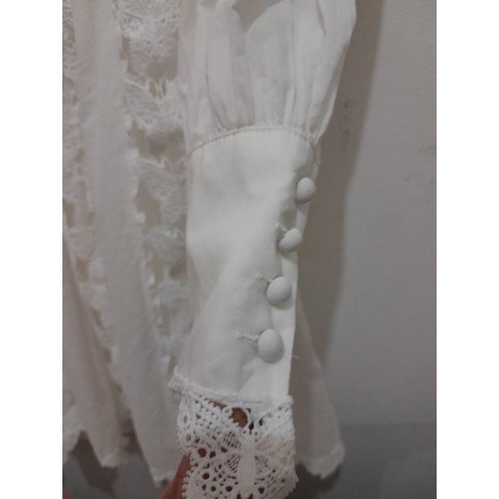 L'atiste By Amy Babydoll Mini Dress Lace Deep V Neckline Size Medium White - Picture 7 of 14